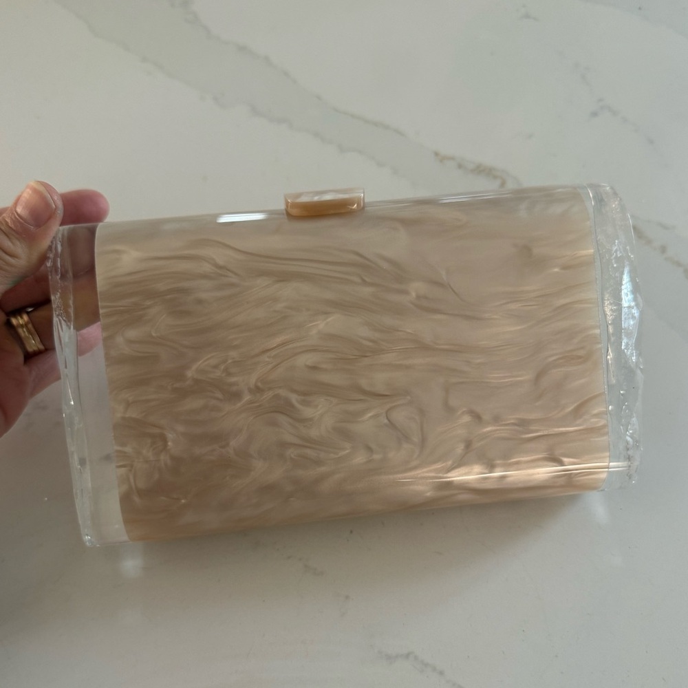 Edie Parker Lara Acrylic Ice Clutch Bag Nude
